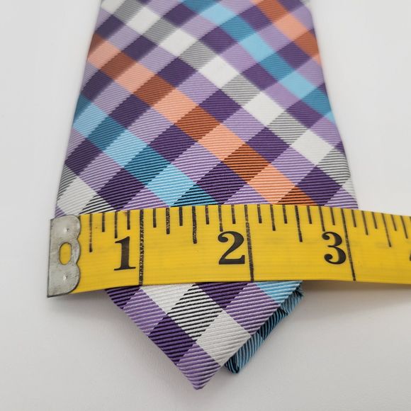 NWT Stafford Men's Purple Plaid Silk Tie OS - Picture 3 of 6